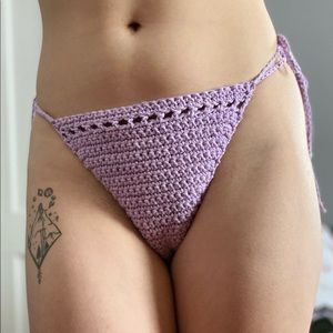 Cotton Crochet Lingerie Tie-Waist Thong